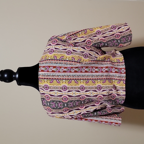 ULTRA FLIRT Front Tie Crop Shirt 3/4 Sleeve - L - Picture 3 of 4